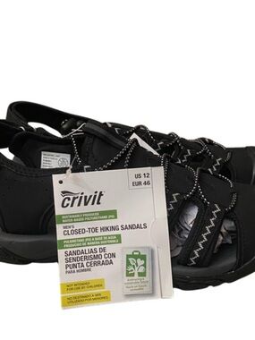 Crivit Men's Closed-Toe Hiking uSandals - Black Size 12